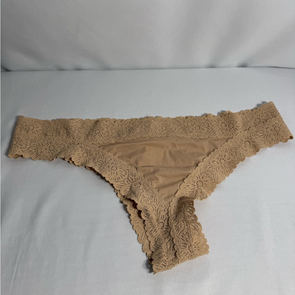 aerie Tan Lace Trim Cheeky Panty